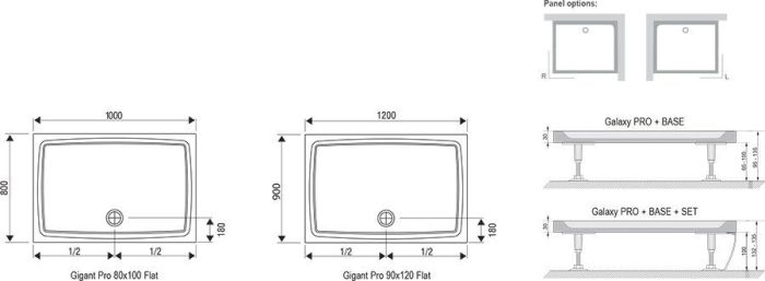 Душевой поддон Ravak Gigant Pro Flat 100x80 XA03A411010