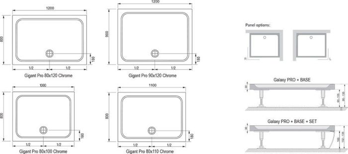 Душевой поддон Ravak Chrome Galaxy Pro 110x80 XA04D401010