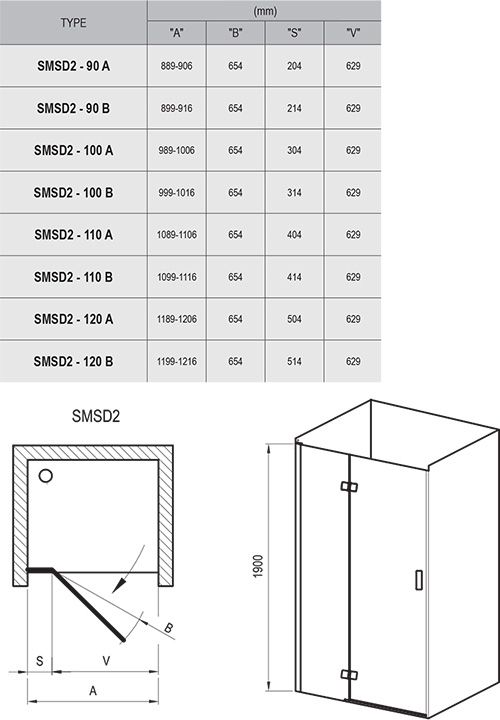 Душевая дверь Ravak Smartline SMSD2-110 В L 0SLDBA00Z1 профиль Хром стекло Transparent