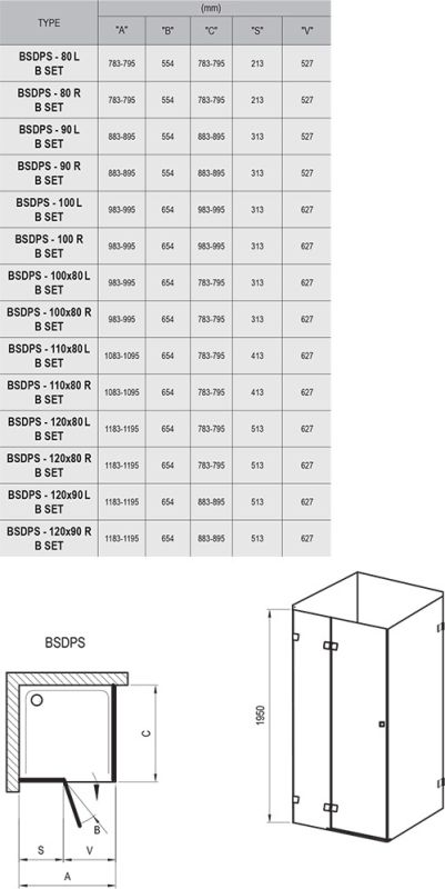 Душевой уголок Ravak Brilliant BSDPS-110/80 110х80 L 0ULD4A00Z1 профиль Хром стекло Transparent