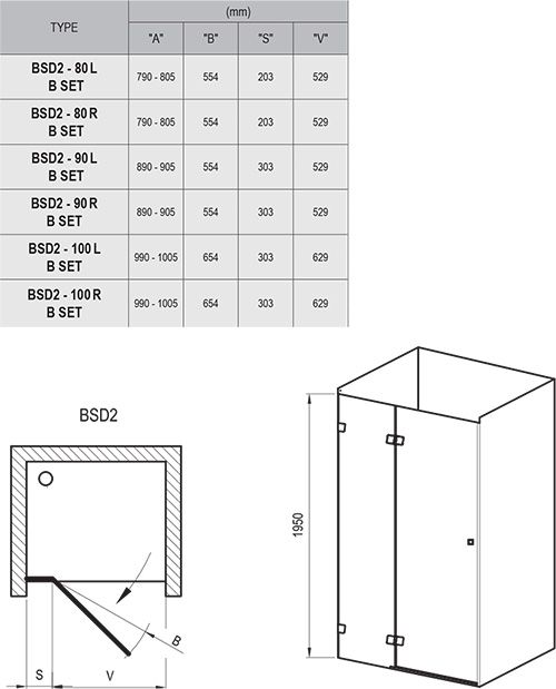 Душевая дверь Ravak Brilliant BSD2-80 A R 0UP4AA00Z1 профиль Хром стекло Transparent