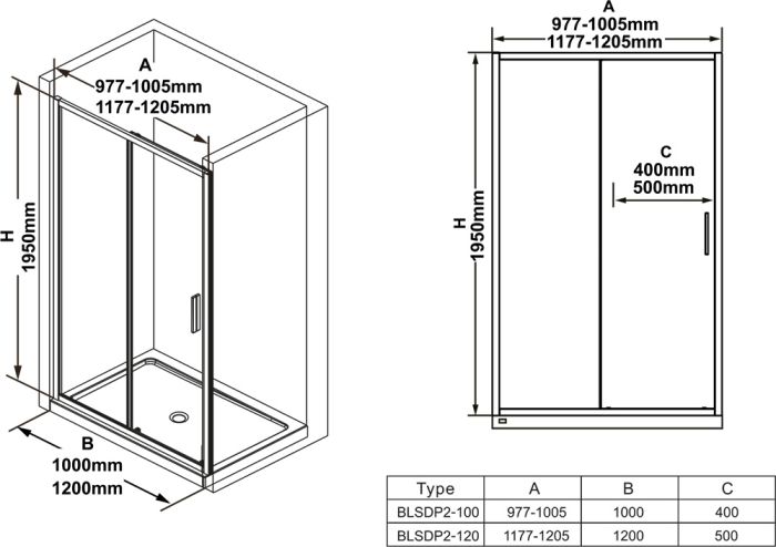 Душевая дверь Ravak Blix Slim BLSDP2-100 X0PMA0C00Z1 профиль Хром стекло Transparent