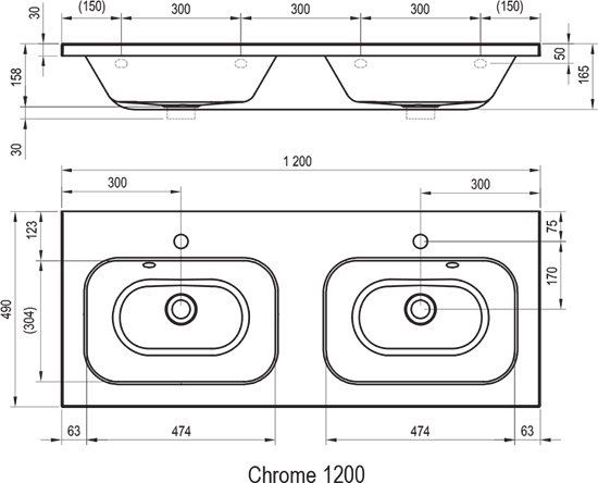 Раковина Ravak Chrome 120 XJG01112000 двойная Белая