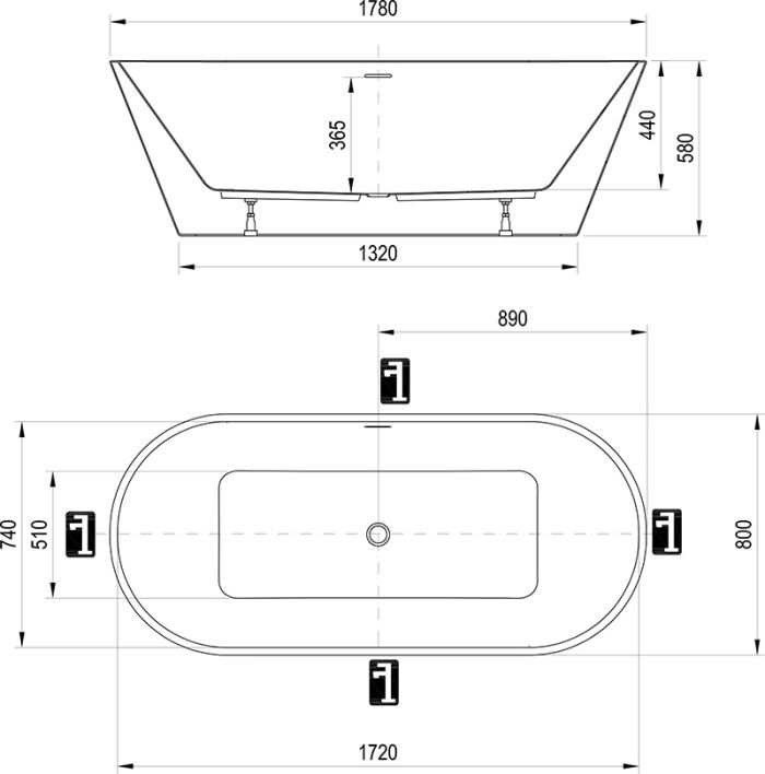 Акриловая ванна Ravak Solo 178x80 XC00100025 без гидромассажа