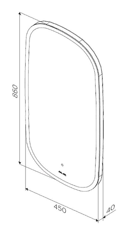 M8FMOX0451WGH Зеркало универсальное с контурной LED-подсветкой, ИК- сенсором, вытянутое, 45*86 см