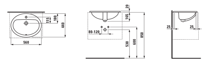 Раковина встраиваемая Laufen Pro 56x44 8.1395.1.000.104.1