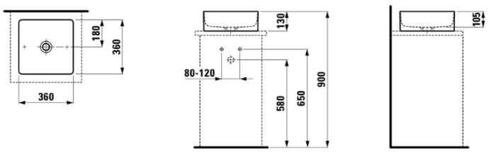 Раковина-чаша Laufen Living Square 36x36 8.1143.3.000.112.1