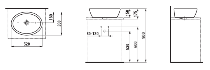 Раковина накладная Laufen Pro 52x39 8.1296.4.000.109.1