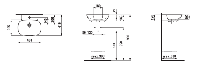 Раковина Laufen Ino Saphir Keramik 45х41 8.1530.1.000.104.1