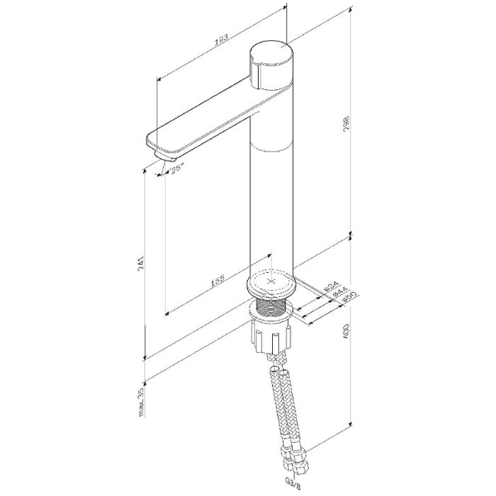 F85A92522 X-Joy TouchReel смеситель д/умывальника, высокий, чёрный, шт.