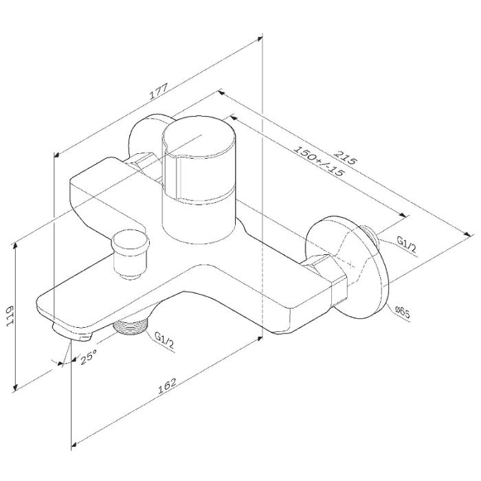 F85A10522 X-Joy TouchReel смеситель д/ванны/душа нажимной, чёрный