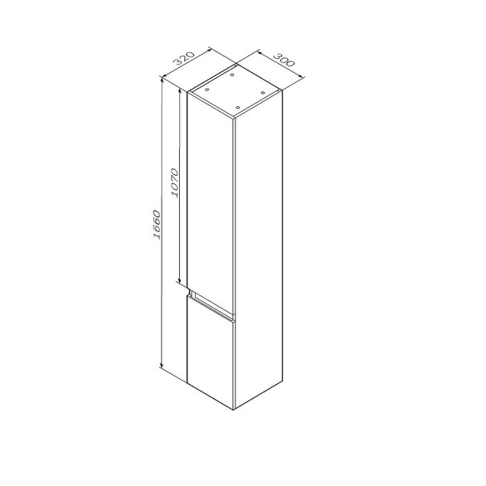 M85ACHR0306BM X-Joy, шкаф-колонна, подвесной, правый, 30 см, цвет: черный матовый