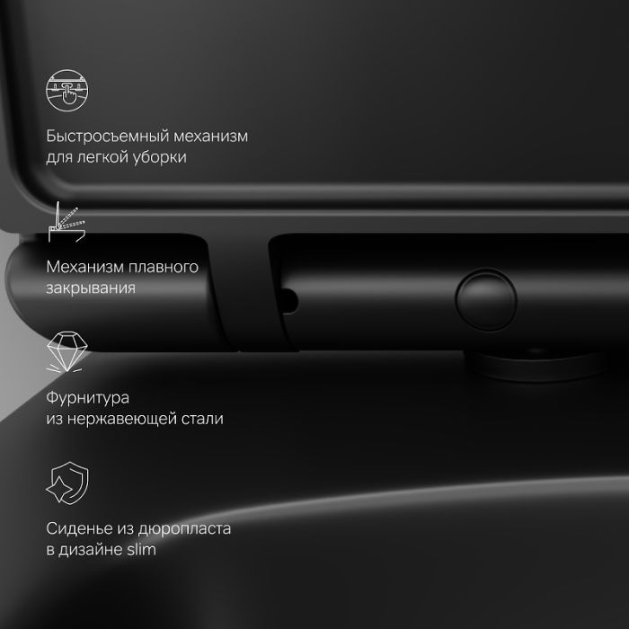 C50A1700MBSC Inspire V2.0 подвесной унитаз FlashClean с сиденьем микролифт, черн мат