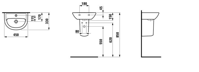 Раковина подвесная Laufen Pro 45x33 8.1595.2.000.104.1