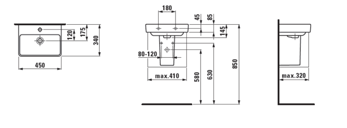 Подвесная мини-раковина Laufen Pro S 45x34 8.1596.1.000.104.1