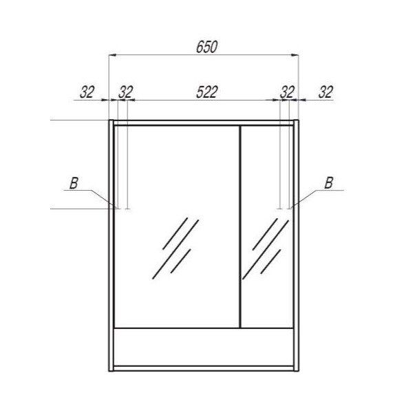 Зеркальный шкаф Акватон Рико 65 1A215202RIB90 белый/ясень фабрик