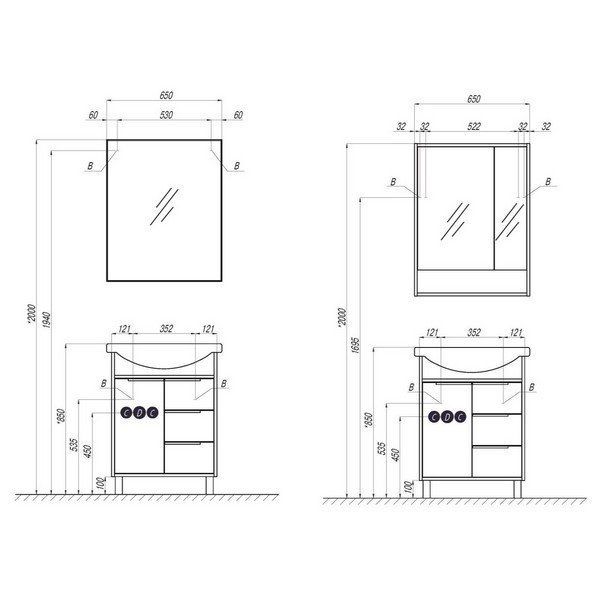 Зеркало Aquaton Рико 65 (1A216402RI010)