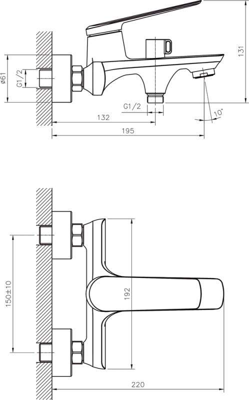 Смеситель для ванны с коротким изливом  RUSH Bering (BE5535-44)