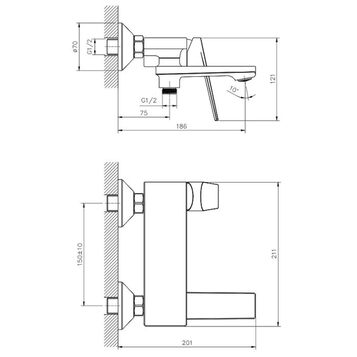 Смеситель для ванны BELZ B533-7 с аксессуарами,короткий излив (B60533-7)