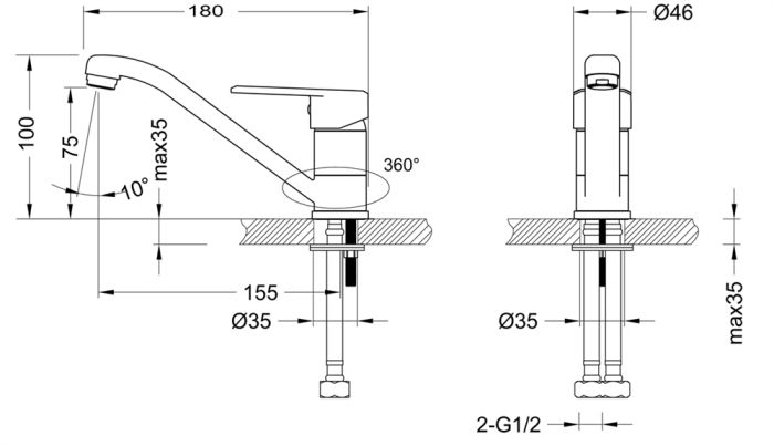 Смеситель для раковины Lemark Point LM0307C, Хром