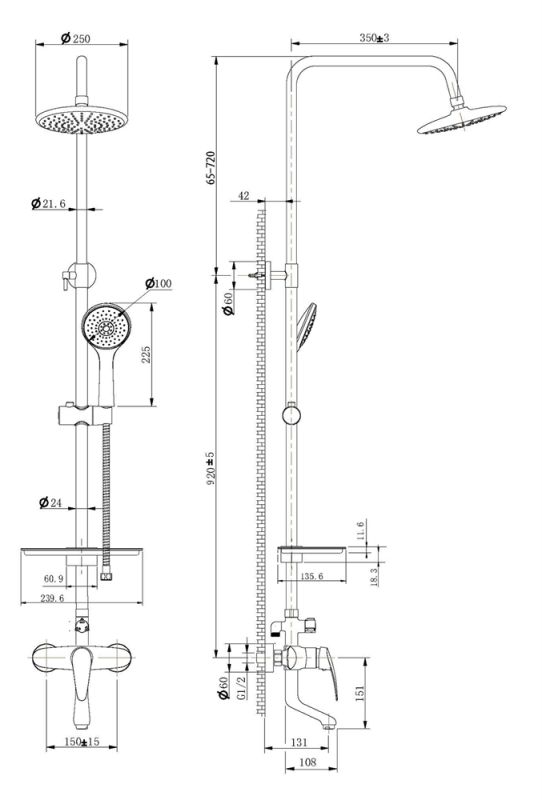 Душевая система Lemark Linara LM0462C, Хром