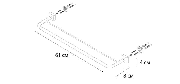 Полотенцедержатель FIXSEN Kvadro трубчатый 2-ой 60 (FX-61302)