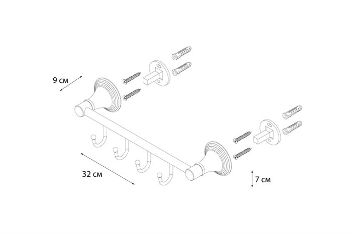 Планка FIXSEN Luksor 4 крючка (FX-71605-4B)