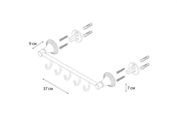 Планка FIXSEN Luksor 5 крючков (FX-71605-5B)