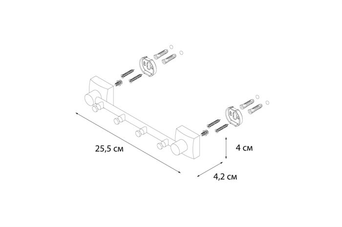 Планка FIXSEN Kvadro 4 крючка (FX-61305-4)