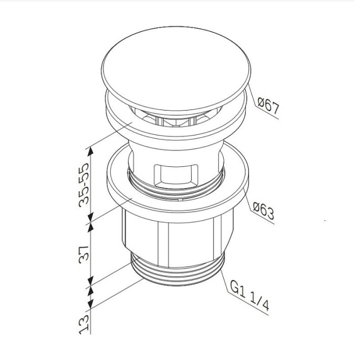 F0700P22 донный клапан, нажимной, чёрный, шт.