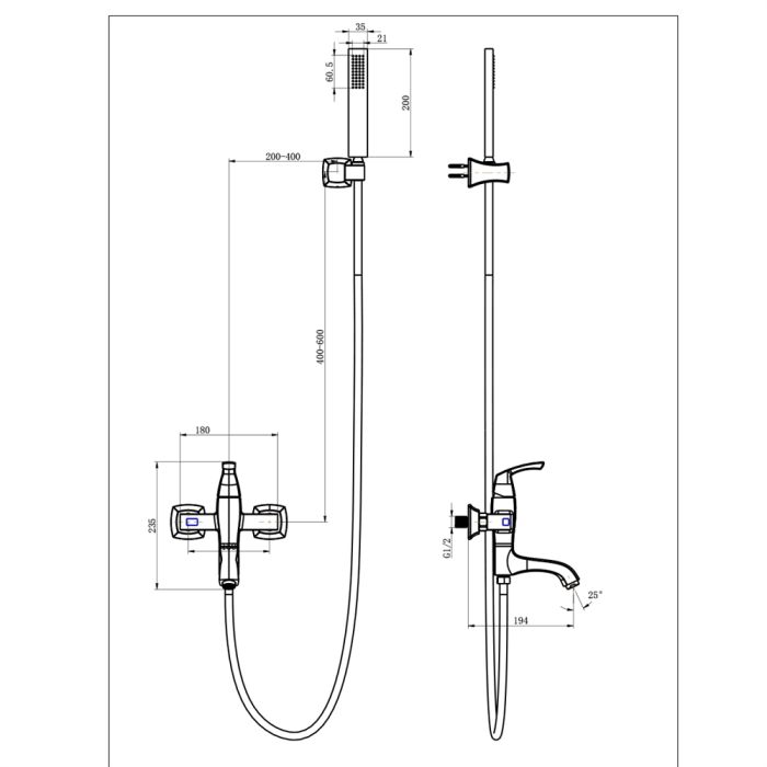 Смеситель для ванны Lemark Nubira LM6214ORB, Черная бронза