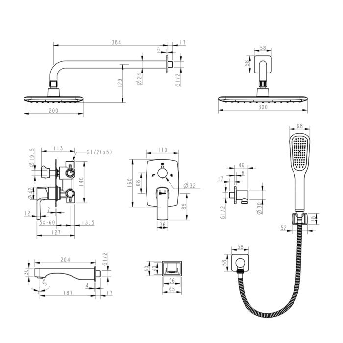 Душевая система Lemark Ursus LM7222BL Черный