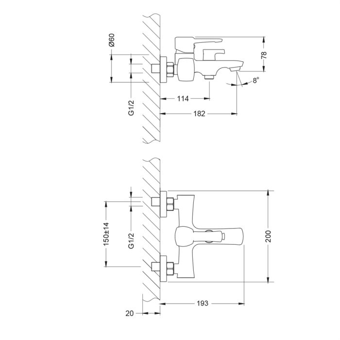 Смеситель для ванны Lemark Evitta LM0514C, Хром