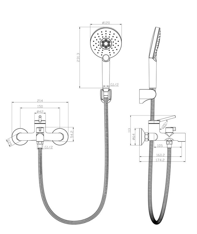 Смеситель для ванны Lemark Minima LM3814C, Хром