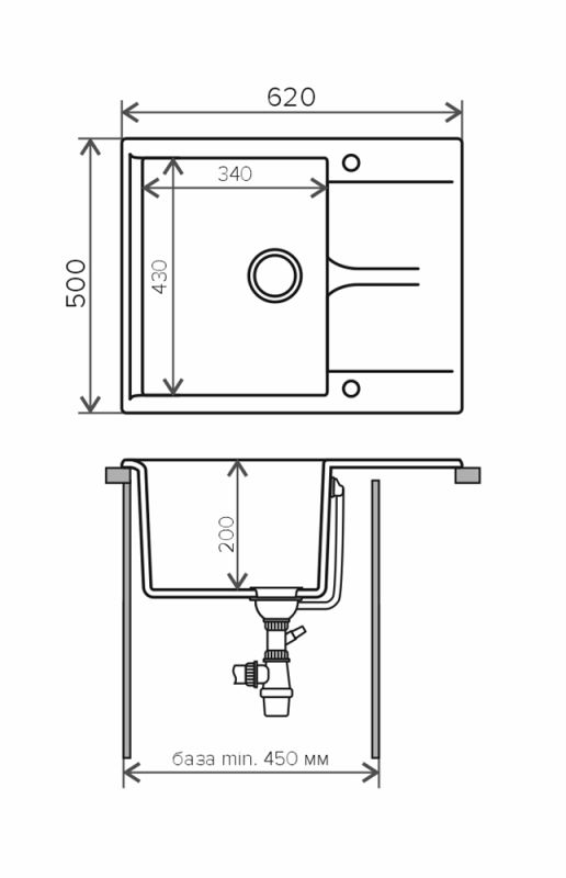 Кухонная мойка  Polygran (Gals-620 № 14 серый) (444508)