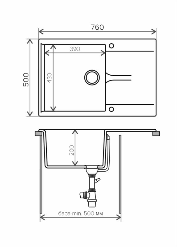 Кухонная мойка  Polygran (Gals-760 № 16 черный) (290587)