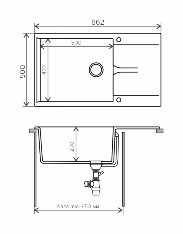 Кухонная мойка  Polygran (Gals-862 Серая №14) (444584)