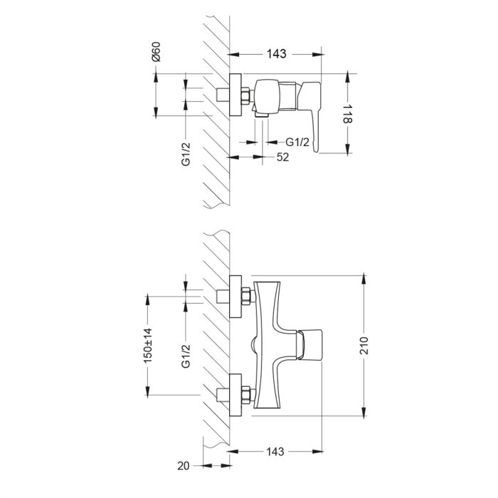 Смеситель для душа Lemark Evitta LM0503C, Хром