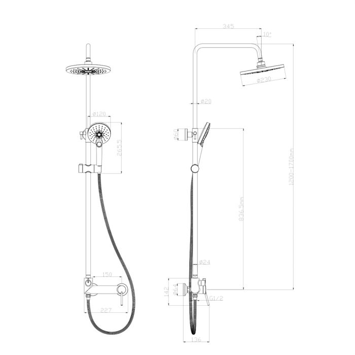 Душевая система Lemark Minima LM3860C, Хром