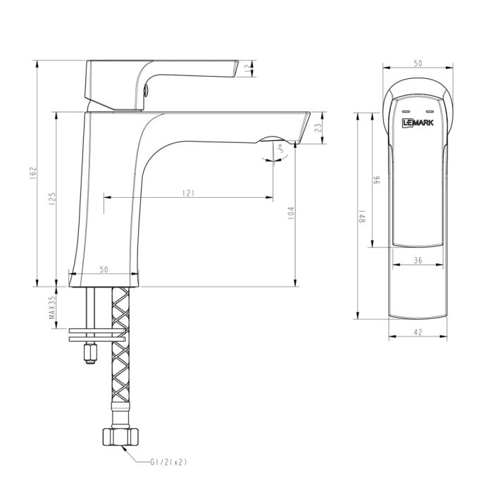 Смеситель для раковины Lemark Ursus LM7206BL, Черный матовый