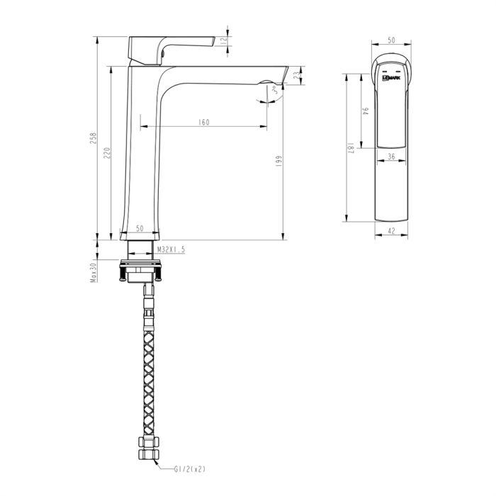 Смеситель для раковины Lemark Ursus LM7209BL, Черный матовый