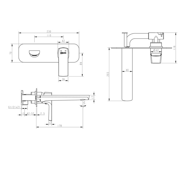 Смеситель для раковины Lemark Ursus LM7226BL, Черный матовый