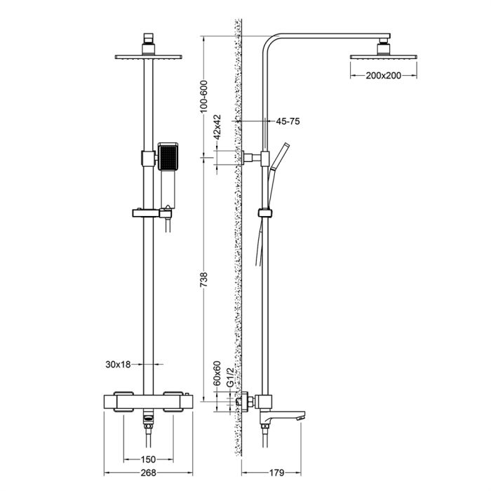 Душевая система с термостатом Timo Tetra-thermo (SX-0169/03) черный