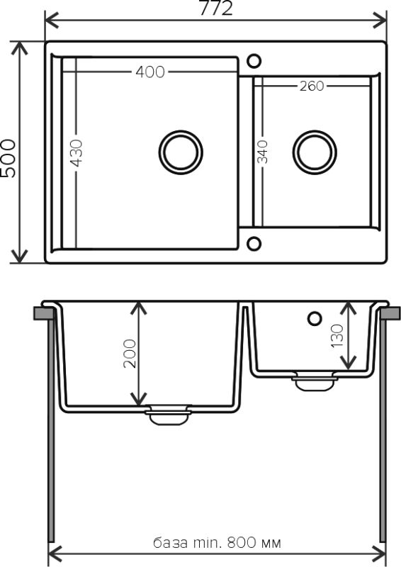 Кухонная мойка  Polygran (Brig -772 черный № 16) (621480)