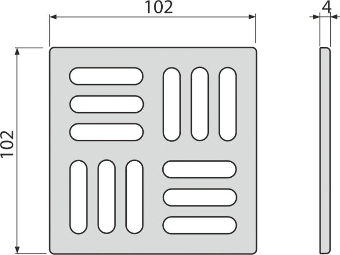 Решетка для cливных трапов из нержавеющей стали 102?102 мм, нержавеющая сталь, арт. MPV011