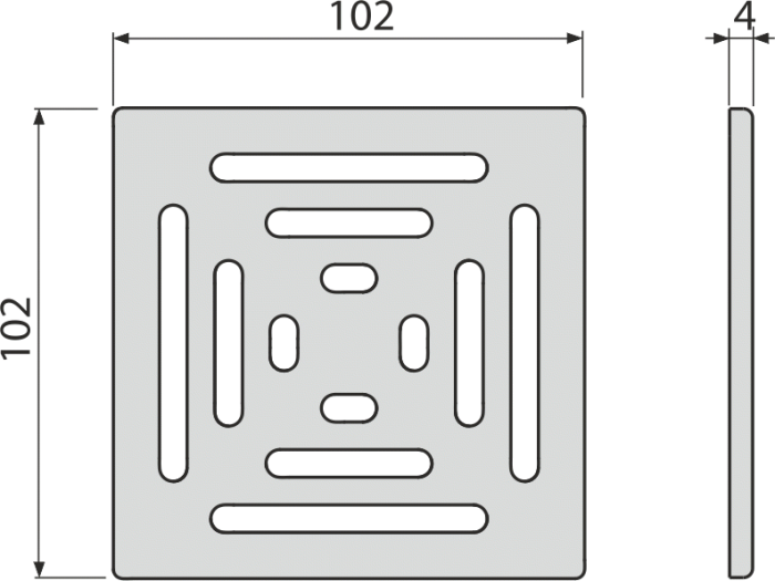 Решетка для cливных трапов из нержавеющей стали 102?102 мм, нержавеющая сталь, арт. MPV012
