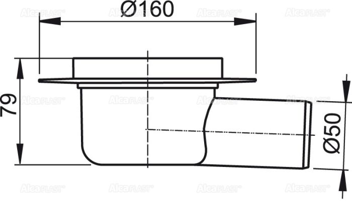 Корпус сливного трапа DN50/70 мм боковой,APV5000