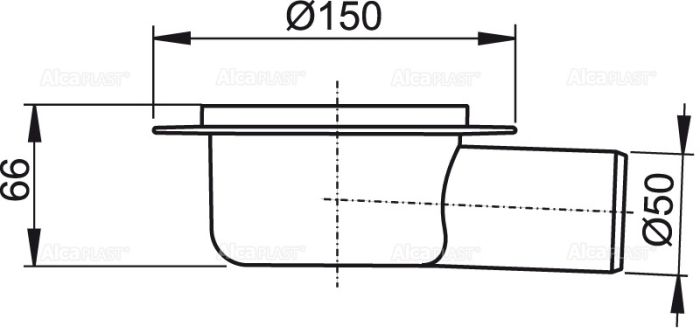 Корпус сливного трапа DN50 мм боковой,APV7000