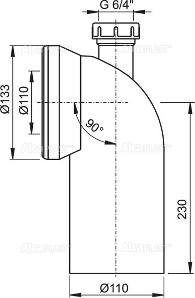 Колено для унитаза 90° с присоединением ?40, арт. A90-90P40