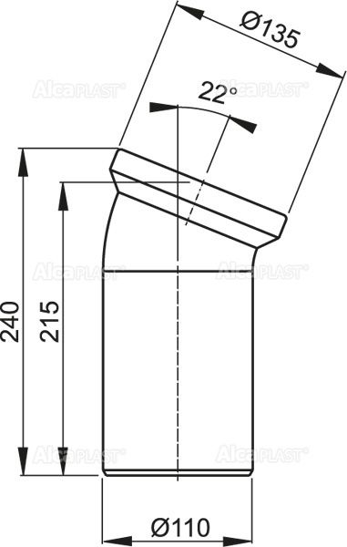 Колено для унитаза 22°, арт. A90-22